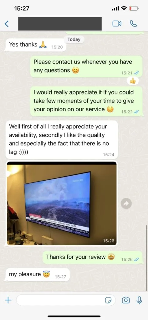 Vipsatv instant activation confirmation on WhatsApp